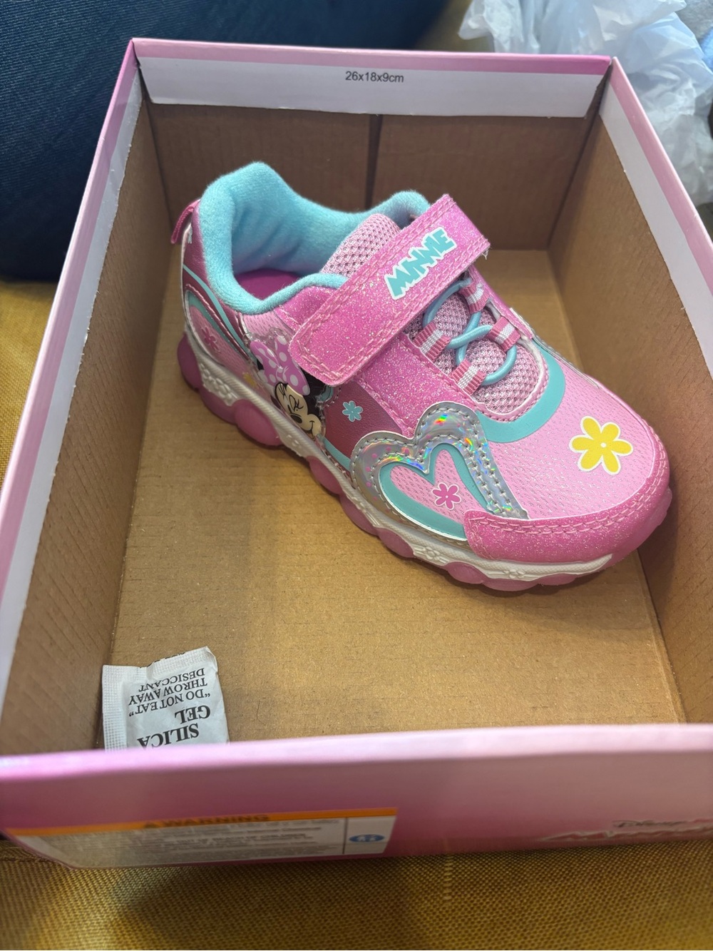 Disney Minnie Pink & Aqua Light-Up Kids Sneakers with Heart Detail
